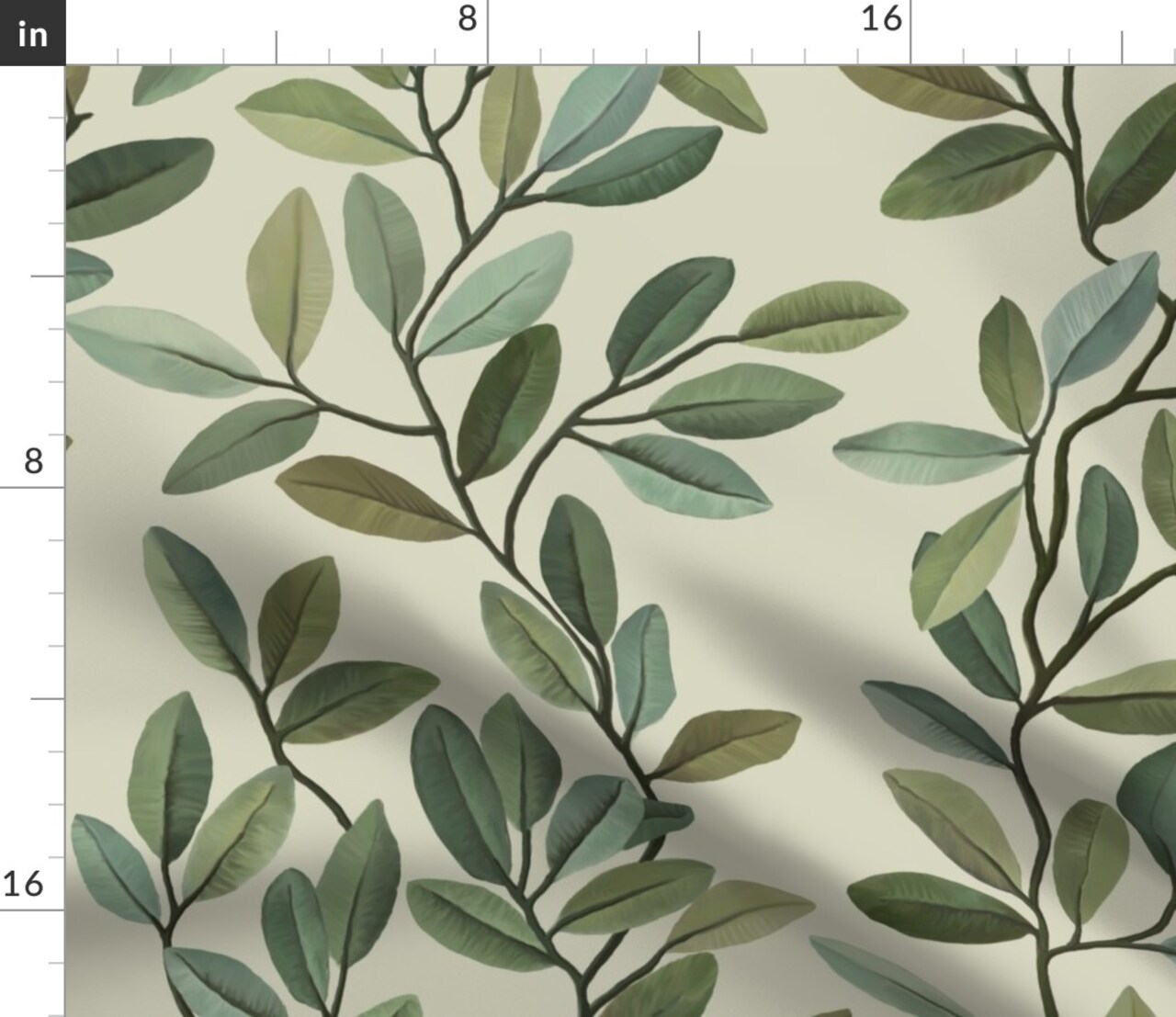 Olive Branches Green Leaves Sage Earth Tones Custom Printed Fabric by Spoonflower Various Fabrics by the Yard or Fat Quarter